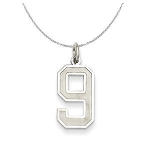 Sterling Silver, Jersey Collection, Medium Number 9 Necklace - 20 Inch